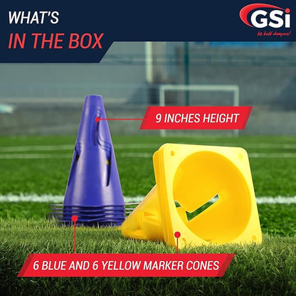 GSi Hurdle Training Cones | Multi Pack Sets | Dual Purpose Agility Cones with Holes | Ideal for Soccer, Kids, Dog, and Sports Training
