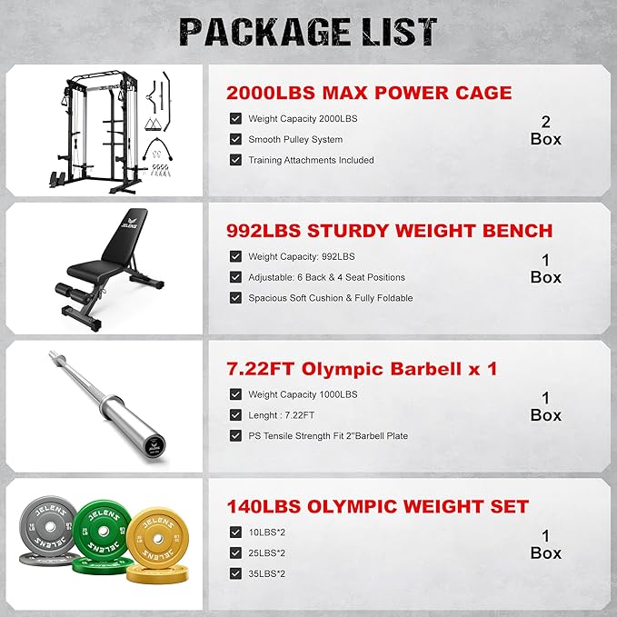C21 Power Cage, 2000LBS Multi-Function Power Rack with Independent Dual Pulley System, All-in-One Squat Rack for Cable Crossover, Home Gym Workout Machine