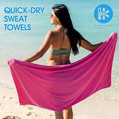 Chumia 4 Pack 55" x 27" Microfiber Sweat Towels Quick Dry Absorbent, Large Cooling Towel For Men Women Gym shower, Multicolors Oversized Bath sheets Body Sweat Rags for Yoga Sports Running Sauna Beach