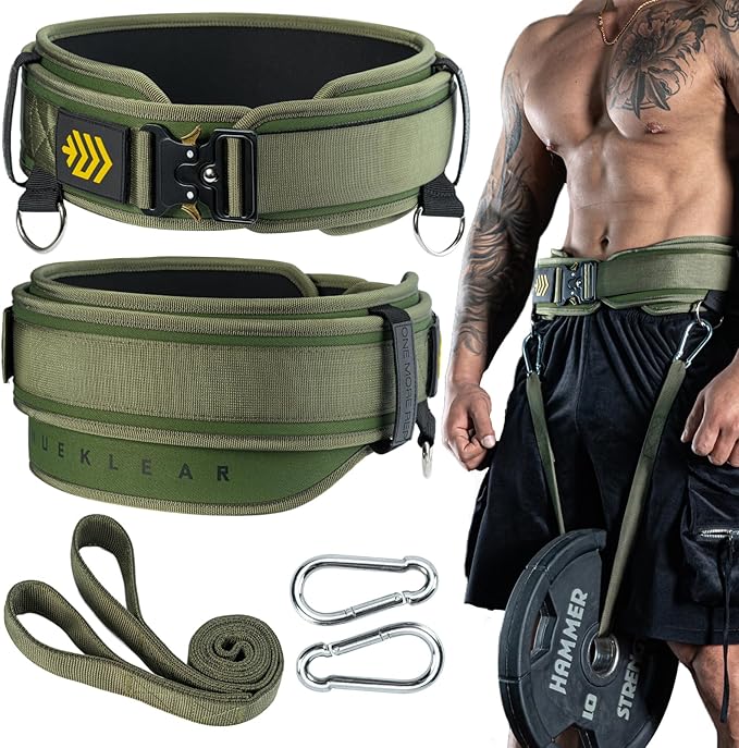 MANUEKLEAR 2-in-1 Weightlifting Belt & Dip Belt with 36.7 IN Rope, Double-Layer Weight Lifting Belts, Powerlifting Gym Weighted Belt for Pull Up Squat
