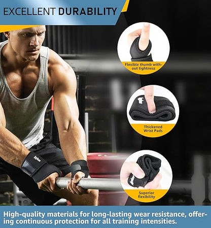 2-Pack Weightlifting Wrist Wraps, Durable Thick Neoprene Wrist Brace Support for Powerlifting, Gym Workouts, Tennis | Pain Relief for Carpal Tunnel, Arthritis, Tendonitis - Adjustable (Black)