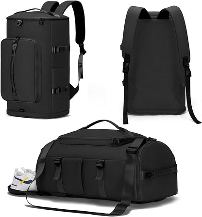 Gym Bag for Men Women with Shoes Compartment - Duffle Bag, Travel Backpack, Sports Backpack, Weekender Overnight Bag with Wet Pocket - Black, MIYCOO