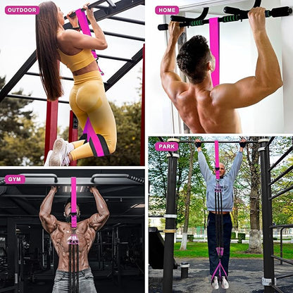 HPYGN Two Foots Pull Up Assistance Bands, Heavy Duty Resistance Band for Pull Up Bar, Adjustable Weight/Size with Fabric Feet/Knee Rest, Bands for Pull Up Assist for Strength Training, Pull Up