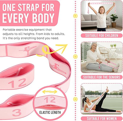 Resistance Bands, Stretch Band for Exercise, Physical Therapy, Rehab & Flexibility, Home Gym Equipment for Yoga, Pilates, Dance, Gymnastics, Number Loop Elastic Strap for Leg and Hip Stretches