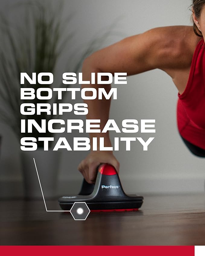 Perfect Pushup Elite - Rotating Handle Design with Steel Ball Bearings for Smooth, Effortless Handle Rotation - Ergonomic Grips, 8" Base & Textured, Non-Slip Bottom Treads - Supports up to 400lbs