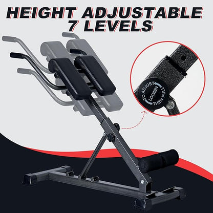 soges Adjustable Roman Chair Exercise Equipment, Foldable Fitness Hyperextension Bench Machine Back Extension Ab Workouts, Full Body Strength Exercise Sit Up Gym Bench for Home
