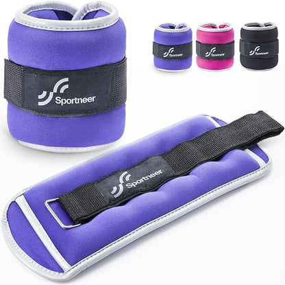 Sportneer Ankle Weights Wrist Weights Pair of 1/2/4/6/10 LBS for Men Women Kids Strength Training Wrist and Ankle Weights Set with Reflective Strips for Dancing Running Walking Fitness Workout Gym