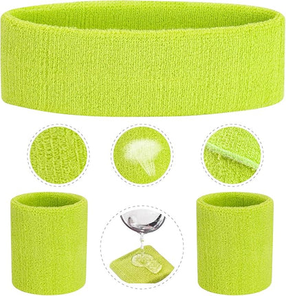 ONUPGO Sweatband Set Sports Headband Wristband Set Sweatbands Terry Cloth Wristband Wrist Sweatband Headbands Moisture Wicking Sweat Absorbing Head Band