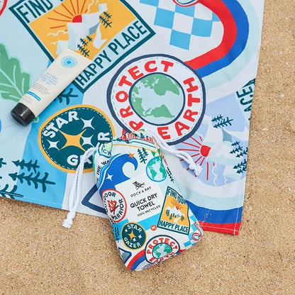 Dock & Bay Kid's Towel - for Beach Use - Quick Dry, Sand Free - Compact, Lightweight - 100% Recycled - Includes Bag - Into the Wild, Medium (130x70cm, 51x28)