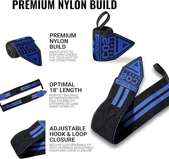 Wrist Straps for Weightlifting – 18” Heavy Duty Polyester Elastic Lifting Straps with Wrist Support, Gym Straps for Deadlifts, Pull Ups, Strength Training, Weight Lifting Accessories for Men & Women