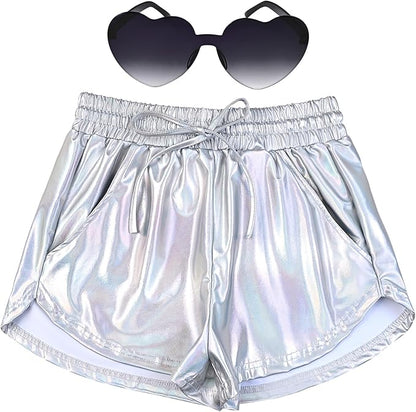 Perfashion Women's Metallic Shorts Summer Sparkly Hot Outfit Shiny Short Pants