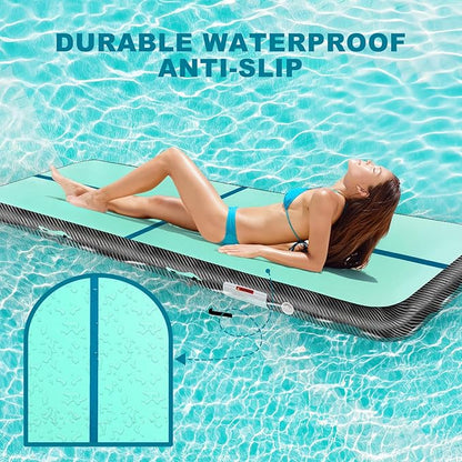 Inflatable Gymnastics Mat 10ft/13ft/16ft/20ft/ Air Tumbling Track Mats 4/8 inches Thick for Home Use/Training/Cheerleading/Yoga/Water with Pump