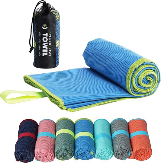 4Monster Microfiber Camping Towel - Quick Dry, Super Absorbent, Lightweight Travel Towel for Hiking, Beach, Gym, Backpacking, Yoga - Compact with Carry Bag (Blue, Medium(40.00" x 20.00"))