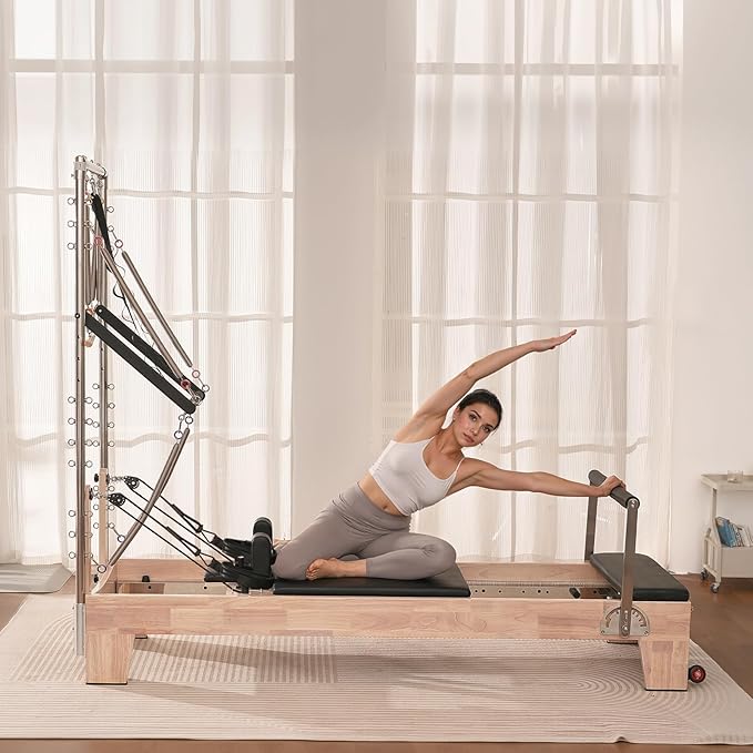 VEVOR Pilates Reformer Accessories for Home Gym, Include Reformer Box/Chair/Spine Corrector/Wall Mounted Machine/Jump Board/Foldable & Dual Resistance Springs