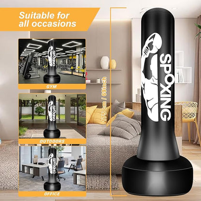 Freestanding Punching Bags for Adults Teens - 70" Heavy Bag with Stand Men Standing Boxing Inflatable Kickboxing Training MMA Muay Thai Fitness