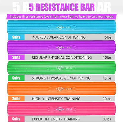 Flex Therapy Bar and Grip Strength Trainers set, Physical Therapy & Resistance Bar for Golfers Elbow, Tendinitis, Wrist,Forearms Pain, Improve Grip Strength and Relieve Pain