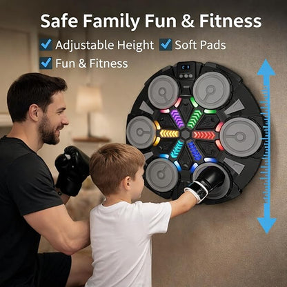 Music Boxing Machine - Bluetooth Wall Punching Pad with LED, Fun Training Equipment for Kids & Adults, Home Boxing Wall Punching Pad with Gloves, for All Ages - Ideal Present by RedRoko
