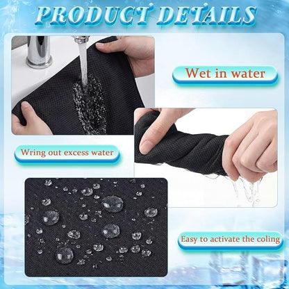 Honoson 10 Pack Cooling Towels Bulk - 47"x12" Soft Breathable Ice Towels for Neck & Face, Portable Chilly Rags Microfiber Sweat Rags for Yoga, Sports, Gym, Workout & Fitness(Black)