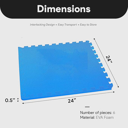 BalanceFrom Puzzle Exercise Mat 1/2" Thick, EVA Interlocking Foam Floor Tiles for Home Gym, Mat for Home Workout Equipment, Floor Padding for Kids, Multiple Sizes and Colors