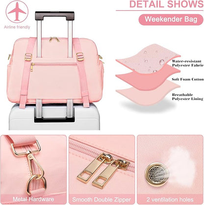 Sports Gym Bag for Women, Travel Duffle Bag with Shoe Compartment & Wet Pocket, Fitness Yoga Bag