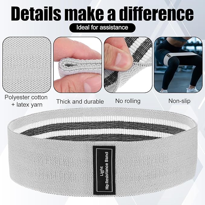 12 Pcs Fabric Resistance Bands for Working Out, for Working Out Booty Workout Stretch Exercise Bands Non Slip for Legs Squat Resistance Loop for Home Gym Workout, Yoga, Pilates