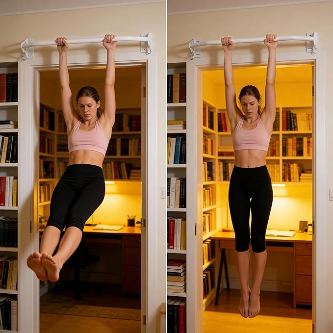 Wall Mounted Pull Up Bar Doorway, Heavy Duty Strength Training Pull-Up & Chin Up Bars for Doorframe, Support Beam or Joist Mount Thick Metal Sturdy Construction Support 500 lbs