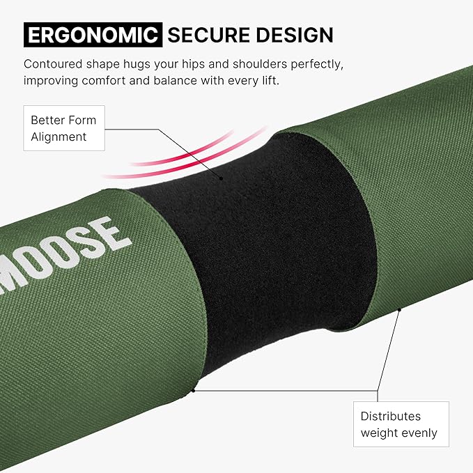 DMoose Fitness Barbell Pad for Hip Thrust, Squat & Lunges - Non-Slip Thick Foam Cushion for Neck and Back Support with Two Straps - Hip Thrust Pad for Leg Day - Fits All Olympic Bars and Smith Machine