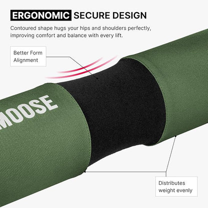 DMoose Fitness Barbell Pad for Hip Thrust, Squat & Lunges - Non-Slip Thick Foam Cushion for Neck and Back Support with Two Straps - Hip Thrust Pad for Leg Day - Fits All Olympic Bars and Smith Machine