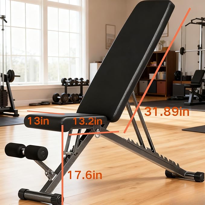 BARWING Adjustable Foldable Portable Weight Bench for Home Gym,700-800LBS Flat Incline Decline Workout Bench for Full Body Workout Easy Assembly for Home Gym