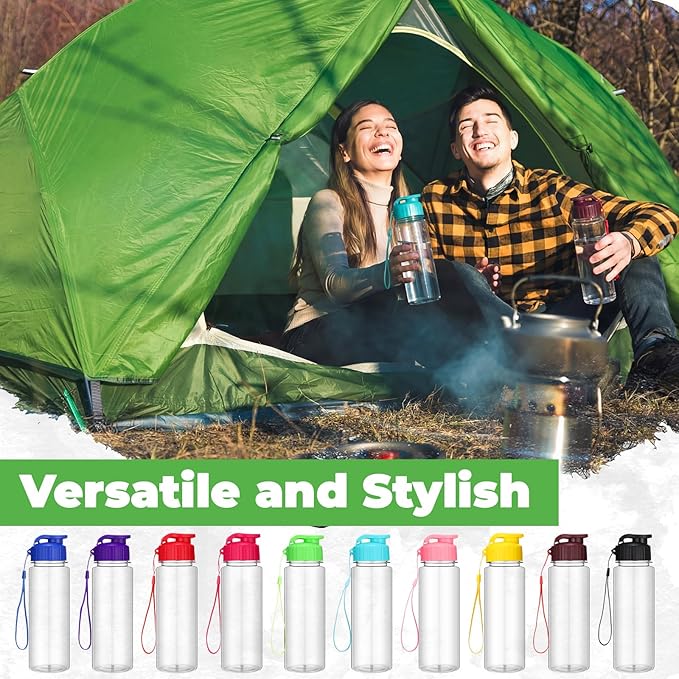 Mifoci 72 Pieces Water Bottle Bulk 17 oz Plastic Water Bottles Bulk Gym Sports Adults Reusable Large Bottles with Leak Proof Flip Top for Party Outdoor (Clear,Multicolor)