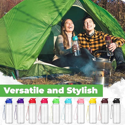 Mifoci 72 Pieces Water Bottle Bulk 17 oz Plastic Water Bottles Bulk Gym Sports Adults Reusable Large Bottles with Leak Proof Flip Top for Party Outdoor (Clear,Multicolor)