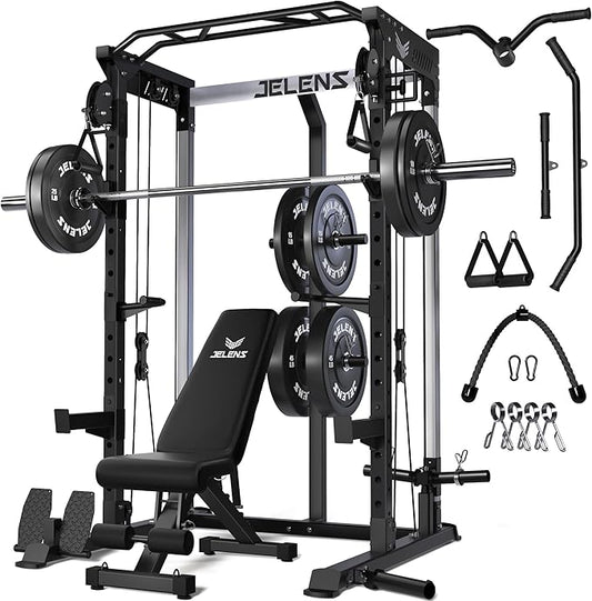C21 Power Cage, 2000LBS Multi-Function Power Rack with Independent Dual Pulley System, All-in-One Squat Rack for Cable Crossover, Home Gym Workout Machine
