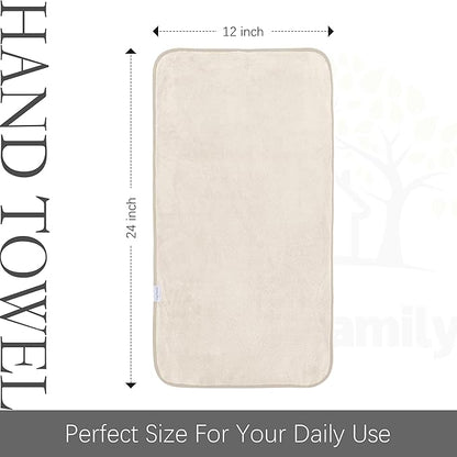 Cosy Family 6 Pack Ultra Soft Microfiber Absorbent Hand Towel, Silk Hemming Towels for Bathroom - Quick Drying - Perfect for Bath, Fitness, Gym, Shower, Hotel, and Spa - 16x28 Inch, Cream