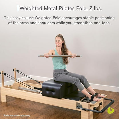 Balanced Body Weighted Metal Pole, Weighted Bar for Home or Studio Workouts, Exercise Equipment for Home Fitness or Gym Use