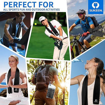 Sukeen 4Pack Cooling Towel (40"x12") for Neck and Face, Soft & Breathable Chilly Sports Towel, Quick-Drying Sweat Absorbing Cooling Neck Wraps Cooling for Yoga, Sport, Running, Workout