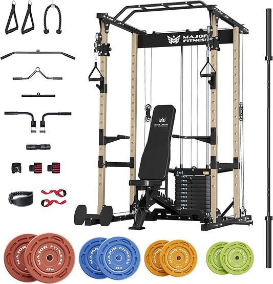 MAJOR FITNESS Drone1 Power Cage - Multi-Function Power Rack for Home Gym, Squat Rack, Cable Crossover System, for Strength Training