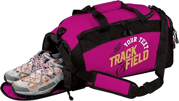 Custom Track Bag Personalized – Track and Field Duffel Bag with Name – Track Team Gear Bag for Athletes, Running Spike Shoe Compartment, Boys Girls Practice & Meet Sports Bag