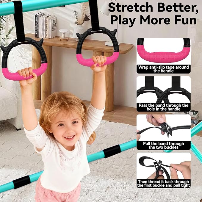Kids Gymnastics Bar Gymnastic Equipment for Home Adjustable Height Gymnastic Training Bar Gymnastic Stuff for 3-7 Years Old Girls