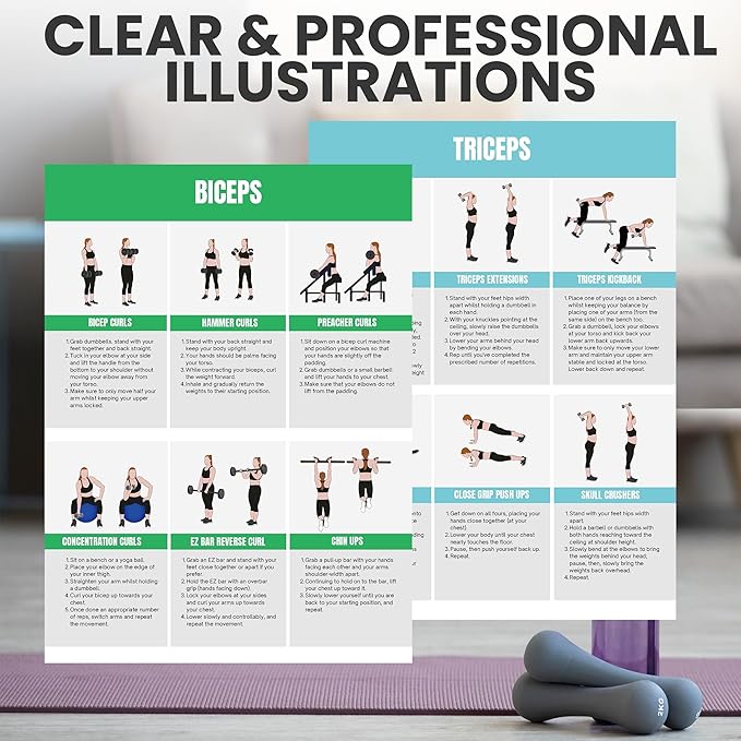 Full Body Workout Poster for Home Gym – Exercise Chart for Glutes, Legs, Back & Abs – Strength Training Guide with Squats, Lunges, Deadlifts, Core Exercises – Bodyweight & Dumbbell Training Guide