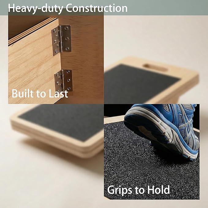 Slant Board for Calf Stretching, Calf Stretch and Mobility Board, Portable Adjustable Wooden Slant Board for Squats Exercise Balance Training and Physical Therapy
