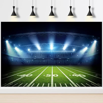 Soccer Stadium Backdrop Stadium Soccer Field Competition Fans Night Spotlight Photography Background Football Match Wall Backdrop for Adults Man Boy Birthday Party Photo Shoot Props Decor 20x10ft