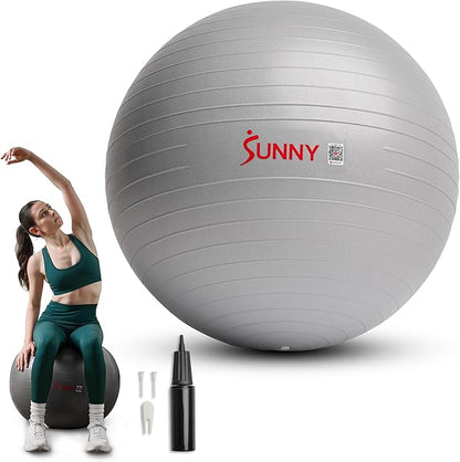 Sunny Health & Fitness Premium Anti-Burst Exercise Balls for Core Strength, Yoga, Pilates, Barre, Physical Therapy, Balance, Flexibility Non-Slip & Odorless