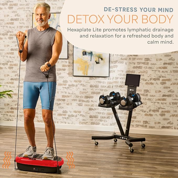 Lifepro HexaPlate Lite Vibration Plate Exercise Machine with Magnetic Acupoints - Full Body Vibration Platform for Beginners and Recovery - Lymphatic Drainage Massager for Muscle Toning and Fitness