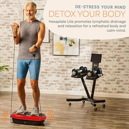 Lifepro HexaPlate Lite Vibration Plate Exercise Machine with Magnetic Acupoints - Full Body Vibration Platform for Beginners and Recovery - Lymphatic Drainage Massager for Muscle Toning and Fitness