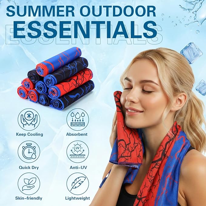 12 Pcs Cooling Towels 40"x12" Soft Breathable Chilly Microfiber Towel for Neck and Face Ice Towel Sweat Rag for Yoga Running Sport Gym Workout Camping Fitness Party Favors Team Gift
