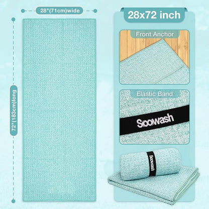 Hot Yoga Towel,Microfiber Yoga Mat Towels Non Slip for Hot Yoga Absorbent Microfiber Sweat Anti-Slip Cover,Bikram,Pilates,Exercise,Fitness 24 inch X 72 inch Blue Green 2 Pack