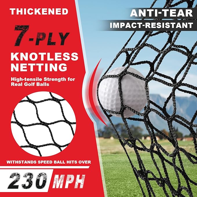 Pro Golf Net, 10x7ft Heavy Duty Golf Practice Net with Mat, Outdoor Indoor Hitting Nets with Noise Reduce Silk Target for Backyard Driving Chipping/Garage Training, Christmas Gifts for Men Boys