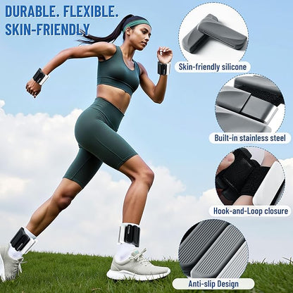 Wrist & Ankle Weights for Women and Men, 2lbs/4lbs Pairs Adjustable Silicone Weighted Bangles for Arm & Leg Workouts, Perfect for Pilates, Barre, Yoga, Walking & Home Fitness 24055