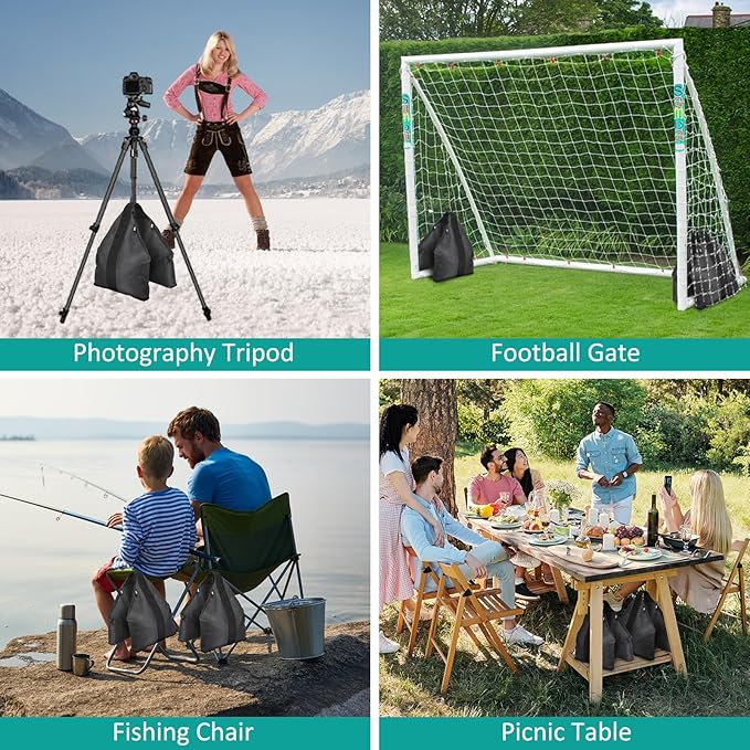 120LB Set of 2 Heavy Duty Sandbag Weights for Photography Light Stands, Weighted Sand Bags for Backdrop Supports, Pop-Up Canopy Tents, Tripods & Outdoor Equipment, Secure Base for Windy Condition