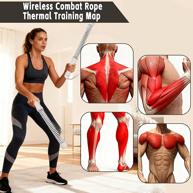 Ropeless Battle Rope - HIIT Weight Training, Multi-functional Home and Travel Exercise Equipment, Unisex Exercise Training Battle Rope Fitness Equipment with Anti-slip Tape